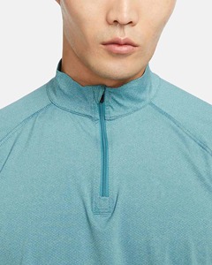 เสื้อยืดแขนยาวผู้ชาย คอตั้ง แห้งเร็ว ผ้าถัก สปอร์ต ทรงเข้ารูป สีพื้น สีน้ำเงิน - Product Image 4