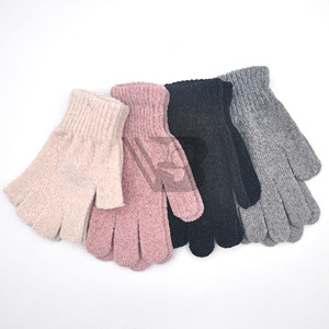 Wholesale Knit Warm Winter Women Plush Fancy Cool Long Half Fingerless Work Special <b>Gloves</b> With Flip and Small Button - Product Image 4