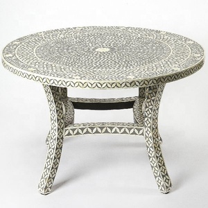 Mesa Auxiliar de Madera de Alta Calidad con Diseño Moderno y Elegante, con Incrustaciones de Hueso y Resina, Tamaño 14 x 18 Pulgadas, para Sala de Estar - Product Image 4