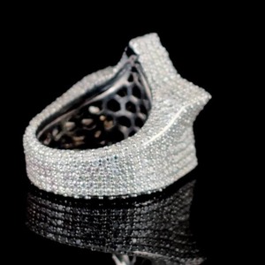 Iced Out Round Star Pave Setting Engagement <b>Ring</b> Rhodium Plated VVS IGI Certified <b>925</b> Sterling <b>Silver</b> Hip Hop Championship Men - Product Image 6