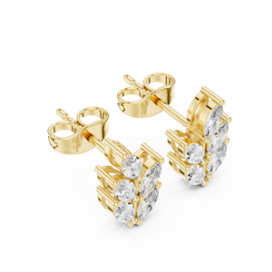 Boucles d'oreilles exclusives multi-pierres avec diamants de laboratoire taille marquise brillants, or jaune 14 carats, bijoux certifiés GRA - Product Image 4