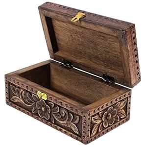 Customise <b>Wooden</b> Carving <b>Box</b> With Lock <b>Key</b> Fashion Jewelry New Design Handmade India Manufacturing Factory - Product Image 1