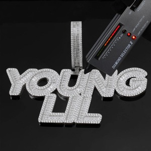 Collar con Colgante de Letra YOUNG LIL, Chapado en Rodio, con Moissanita y Circonitas, Estilo Hip Hop, para Hombre - Product Image 1