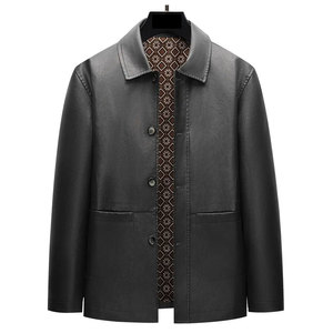 Veste en cuir élégante pour homme, coupe ajustée, pour un usage décontracté et moto, veste d'hiver pour homme - Product Image 1