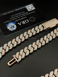 Rappers สองโทนโซ่เชื่อมโยงคิวบาสร้อยคอเงินเพชร18มม. เพชรคิวบาออกแบบได้ตามต้องการ - Product Image 2