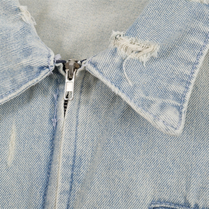 Veste en jean délavé pour homme, col rabattu décontracté, coupe ample, hiver, 100 % coton, logo sur le devant - Product Image 3