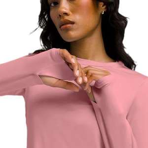 Camisetas de manga larga para mujer al por mayor, ajustadas, de cuello redondo, para primavera y otoño, camisetas básicas lisas - Product Image 1