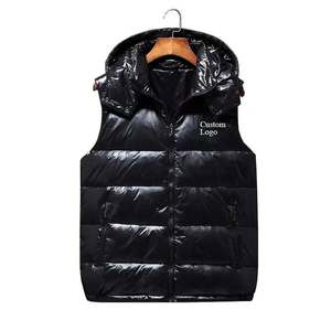 Chaleco Acolchado con Capucha para Hombre, Color Sólido, Cierre de Cremallera, Cortavientos, Informal de Invierno, Largo Regular, Relleno de Poliéster - Product Image 3