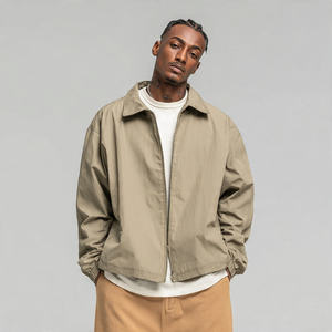 <b>Men's</b> Casual Slim Fit Coated Canvas Stand Collar Front Logo Soft Shell <b>Jacket</b> Polyester/Nylon - Product Image 3