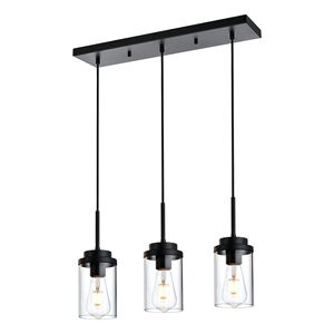 Lampadario Lineare a 3 Luci per Cucina, Finitura Nero Opaco/Nichel Spazzolato, Illuminazione per Isola Cucina e Sala da Pranzo - Product Image 4