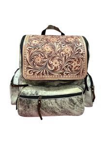 Vintage Style Lavender <b>Patchwork</b> Cowhide Backpack - Genuine Leather Women’s Travel Rucksack - Product Image 2