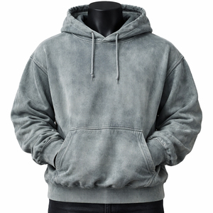 Sudadera con Capucha Oversize de Forro Polar Lavado Estilo Vintage para Hombre y Unisex, Hombro Caído, Estilo Urbano, Logotipo Personalizado, Venta al por Mayor, Mezcla de Algodón - Product Image 1