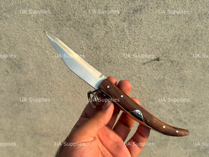 UA Supplies Industrial Grade Handmade Carbon Steel Drop Point Blade Wood Handle Folding Keychain Pocket Knife EDC Camping - Product Image 3