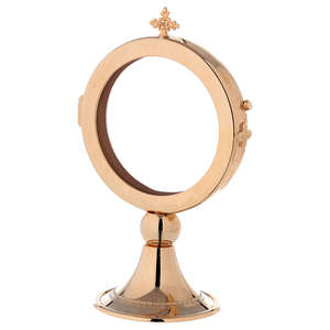 Monstrance religieuse en laiton, croix Art Déco, écologique, décorative pour Diwali, monstrance eucharistique artisanale finition or, pour table - Product Image 3