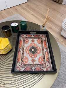 Plateau de service rectangulaire en bois fait main de luxe, motif floral chinois traditionnel, design végétal peint à la main par UO INDIA - Product Image 6
