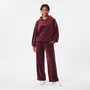 Survêtement ample en molleton pour femme, coupe décontractée, pantalon large en velours pleine longueur, 100 % coton, tenue d'hiver, survêtement à manches élastiques - Product Image 6