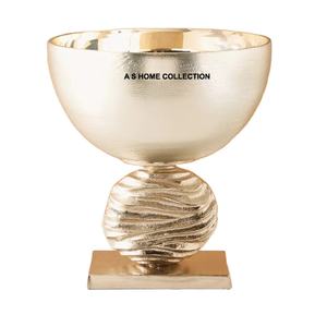 Bol décoratif en aluminium doré brossé fabriqué à la main avec base utilisée pour la décoration de table à la maison - Product Image 1