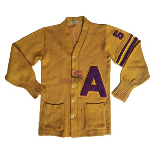 Cardigan d'hiver pour homme, style universitaire, en maille, à boutonnage ouvert, épais, infroissable, en nylon/acrylique, à manches longues - Product Image 1