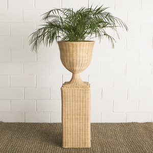 Natural Rattan Pedestal <b>Plant</b> <b>Stand</b> Woven Wicker Planter Holder <b>Tall</b> Decorative <b>Stand</b> For Indoor <b>Plants</b> Home Living Room Decor - Product Image 4