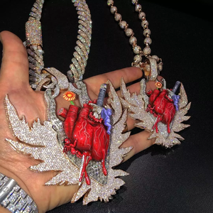 จี้เพชรโมอิสซาไนต์ทรงกลมเจียระไนแบบบริลเลียนท์  รับรองโดย GRA  ประดับเพชรเต็มตัว  เงินแท้ 925 สไตล์ฮิปฮอป สำหรับผู้ชายและผู้หญิง - Product Image 2