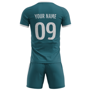 ชุดทีมฟุตบอลน้ำหนักเบา เสื้อเจอร์ซีย์คอวีแขนสั้นและกางเกงขาสั้นเอวยางยืด ชุดกีฬาสำหรับสโมสรฝึกซ้อมฟุตบอล - Product Image 2