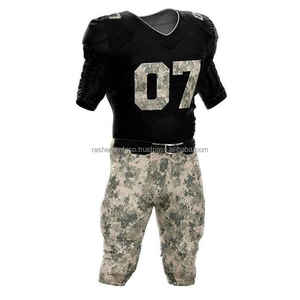 Custom High Quality Fully Sublimated Jersey Print Black Men Plus Size Short Sleeve Pants with <b>Pads</b> American Football Uniform Set - Product Image 4