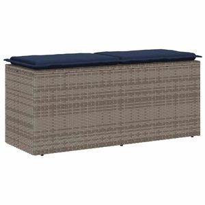 Panca da giardino grigia con cuscino 43.3 "x 15.7" x 17.3 "Poly Rattan eleganti mobili da esterno - Product Image 1