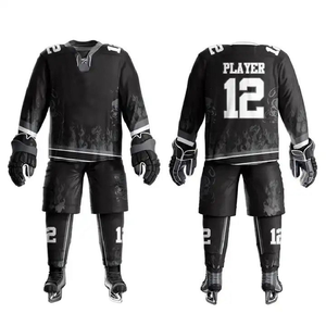 Tenues de hockey sur glace entièrement personnalisées avec impression par sublimation, service OEM ODM, ensemble 2 pièces à manches longues et shorts - Product Image 1
