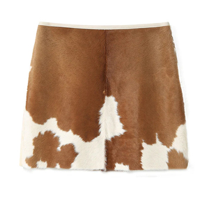 Jupe Courte Élégante en Cuir de Vachette Taille Moyenne 2026 pour Femme – Sexy, Confortable, Tissage Non Tissé Respirant, Écologique, Imprimé Animal - Product Image 5