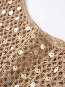 Summer Casual New tank Crop <b>Top</b> Women's Clothing Trendy <b>Sequined</b> Hollow Out Sleeveless <b>Top</b> Ins Stylish <b>Top</b> for Women - Product Image 3