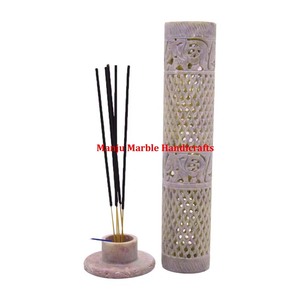 Natural Curved Handmade Polished Quality Design Soapstone Carving Incense Burner And Stick Holder For Religious Gifts Purpose - Product Image 1