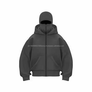 2026 Latest Design Custom 450gsm Zip Balaclava <b>Hoodie</b> Men High Quality Streetwear Plain Cotton Zipper <b>Ninja</b> Hoodies Men 2026 - Product Image 2