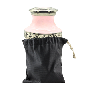 Urna Conmemorativa Alas de Ángel para Cenizas, 3 Pulgadas Cúbicas - Pequeño Recuerdo/Urna para Compartir Cenizas, Alas de Ángel Grabadas en Níquel y Esmalte Rosa - Product Image 4