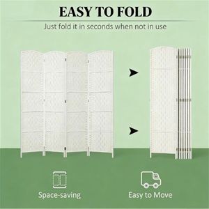 White 6-Foldable Privacy Screens & <b>Room</b> <b>Divider</b> - Product Image 4