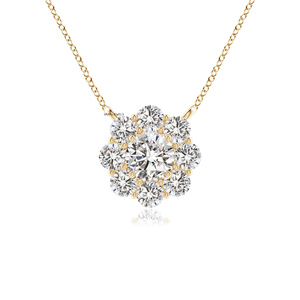 Colgante de Diamante Cultivado en Laboratorio con Certificado IGI, Diseño de Halo Floral de Lujo, Regalo para Mujer, Oro 10K 14K 18K, Plata 925 935 - Product Image 2