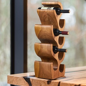 Meuble à vin vintage en bois de Sheesham - Porte-bouteilles 4 places - Vente en gros Inde - Product Image 1