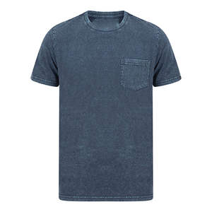Camisetas de punto sólido estilo vintage con lavado ácido OEM para hombre, 100% algodón, oversize, casual, con hombros caídos y cuello redondo. - Product Image 2