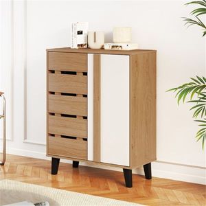 Zapatero de Estilo Rústico Natural+Blanco de 29.5 Pulgadas, 4 Niveles, 3 Capas Ajustables con 9 Configuraciones de Altura, 9 Soportes para Zapatos - Product Image 2