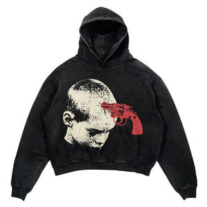 Streetwear Winter Acid Washed Hoodie with Custom Embroidery, Raw Gem Cut Finish and Heat Transfer Print Design - Product Image 5
