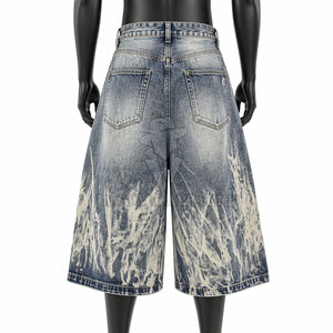 Jean short en coton uni pour homme, coupe droite décontractée, fermeture boutonnée et zippée, idéal pour l'été et les activités quotidiennes décontractées - Product Image 2