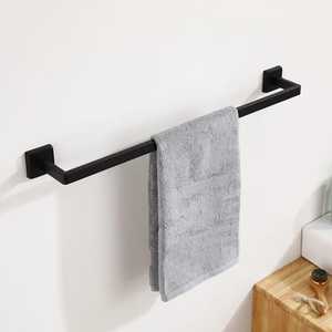 Porte-serviettes mural noir mat carré simple en acier inoxydable, accessoire de salle de bain moderne 60 cm Ro - Product Image 2