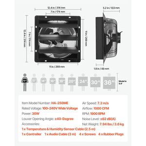 Ventilatore da Soffitta a Parete Programmabile da 10 Pollici con Controllo della Temperatura, Velocità Variabile, 1000 CFM, Ventola di Scarico Ecologica EC - Product Image 4