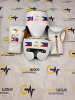 Nouvel ensemble professionnel de gants de boxe en cuir, protège-tête et protège-glande, respirant, durable, écologique, personnalisable, vert