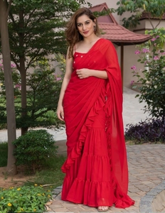 Sari Sharara KV Royal Red Ruffle (Conjunto de 2 piezas) - Product Image 2