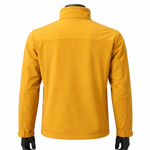 Veste softshell en polaire jaune moutarde pour homme, col montant, fermeture éclair, coupe décontractée, coupe-vent, vêtement d'automne, coupe régulière - Product Image 4