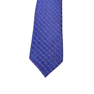 Petite cravate bleue à carreaux pour homme |   Cravate tissée élégante pour occasions formelles et affaires |   Accessoire de mode élégant pour fête de mariage, cadeau élégant et tendance - Product Image 1