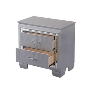 Comodino moderno stile Glam In legno massello con due cassetti luce notturna In argento con finitura coccodrillo mobili per camera da letto 1 pz - Product Image 5
