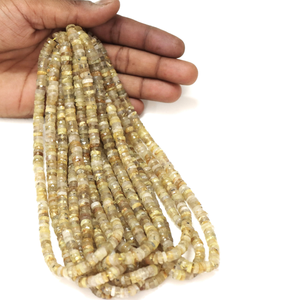 Perles Heishi en Rutile Doré : Forme de pneu facettée, 5-8 mm - Product Image 1