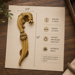 Poignée de porte SHUBHAM moderne en laiton, faite à la main, style Art Déco, géométrique, bouton-poussoir, couleur kaki foncé, quincaillerie de mobilier, entrée, extérieur - Product Image 5