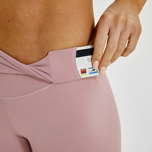 Women High Waist Full Length Solid Black Knitted Spandex <b>Nylon</b> <b>Leggings</b> Stretch Breathable Comfortable Sporty Yoga Fitness Wear - Product Image 2